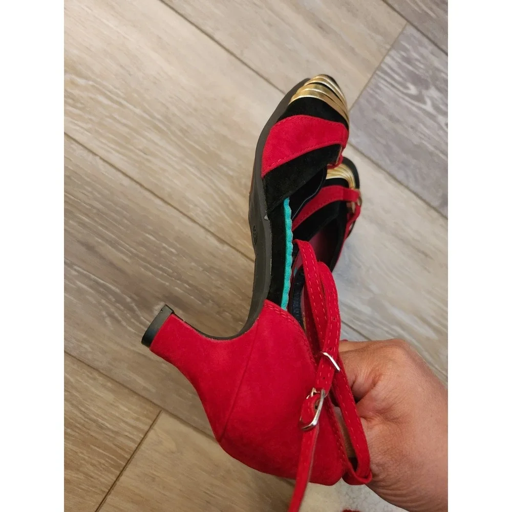Modern Latin Dance Shoes Women's Red Dance Shoes Medium High Heels Soft Sole